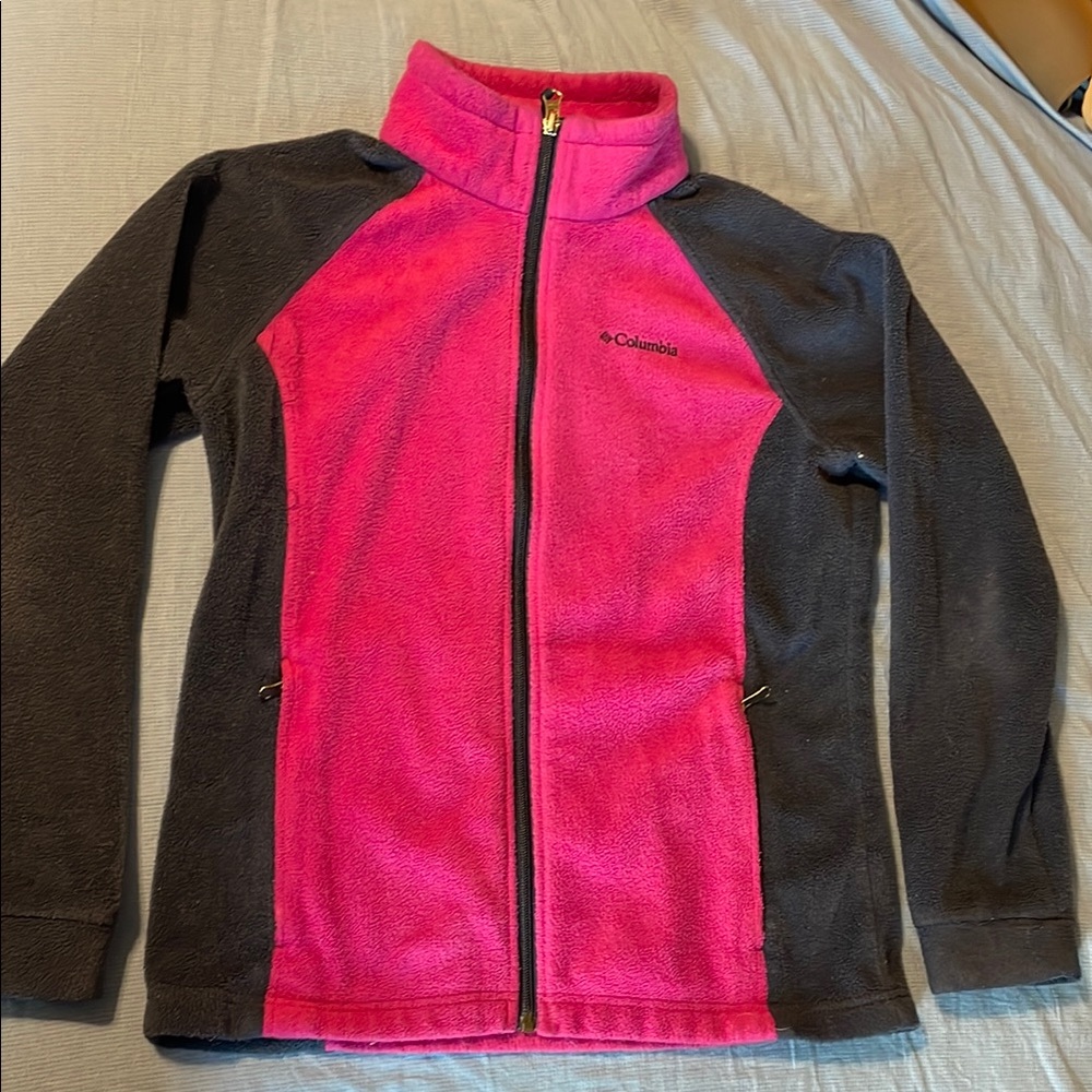 Columbia Pink and Blue Fleece Jacket for Outdoor Activities